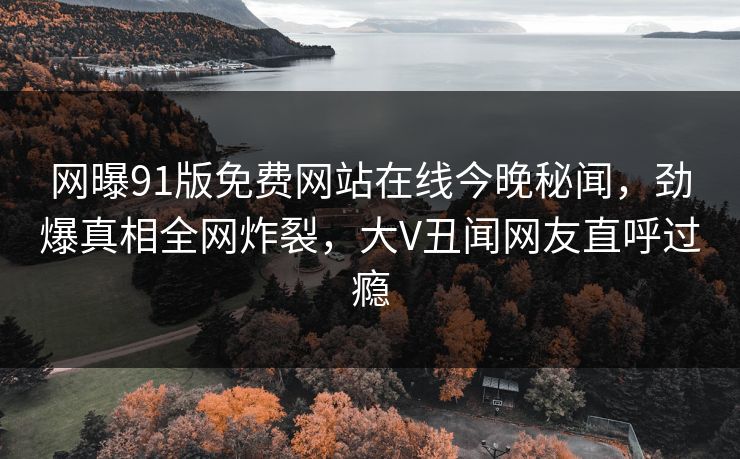 网曝91版免费网站在线今晚秘闻,劲爆真相全网炸裂,大V丑闻网友直呼过瘾