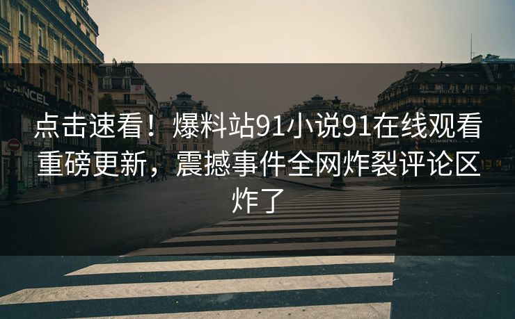 点击速看！爆料站91小说91在线观看重磅更新，震撼事件全网炸裂评论区炸了