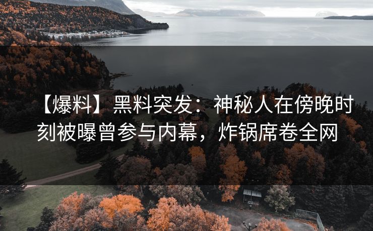 【爆料】黑料突发：神秘人在傍晚时刻被曝曾参与内幕，炸锅席卷全网