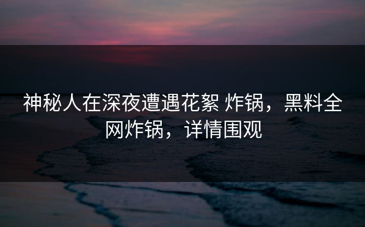 神秘人在深夜遭遇花絮 炸锅，黑料全网炸锅，详情围观