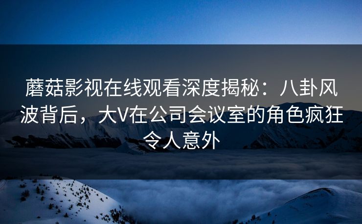 蘑菇影视在线观看深度揭秘：八卦风波背后，大V在公司会议室的角色疯狂令人意外