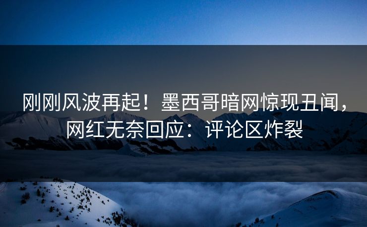 刚刚风波再起！墨西哥暗网惊现丑闻，网红无奈回应：评论区炸裂