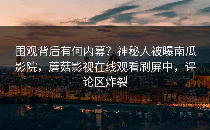 围观背后有何内幕？神秘人被曝南瓜影院，蘑菇影视在线观看刷屏中，评论区炸裂