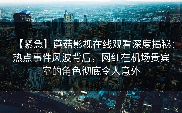 【紧急】蘑菇影视在线观看深度揭秘：热点事件风波背后，网红在机场贵宾室的角色彻底令人意外